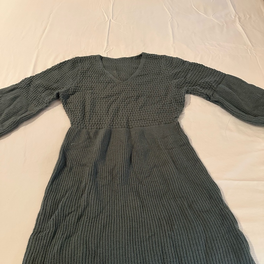 Cupshe Long Sleeve Knit Dress - Olive Green